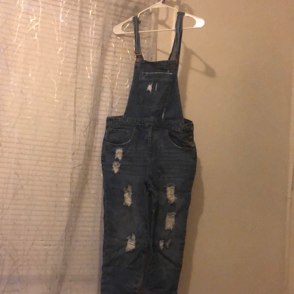 Forever21 size 29 blue ripped jeans overalls